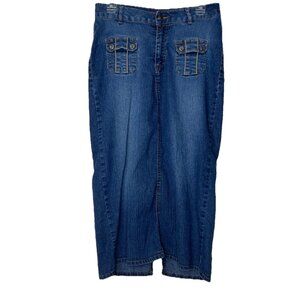 VTG Hang Ten Street Jeans Denim Skirt Sz 6 Back Slit Super Cute!!!